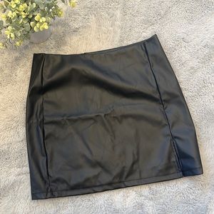 Shein High Wasted PU leather slit skirt
